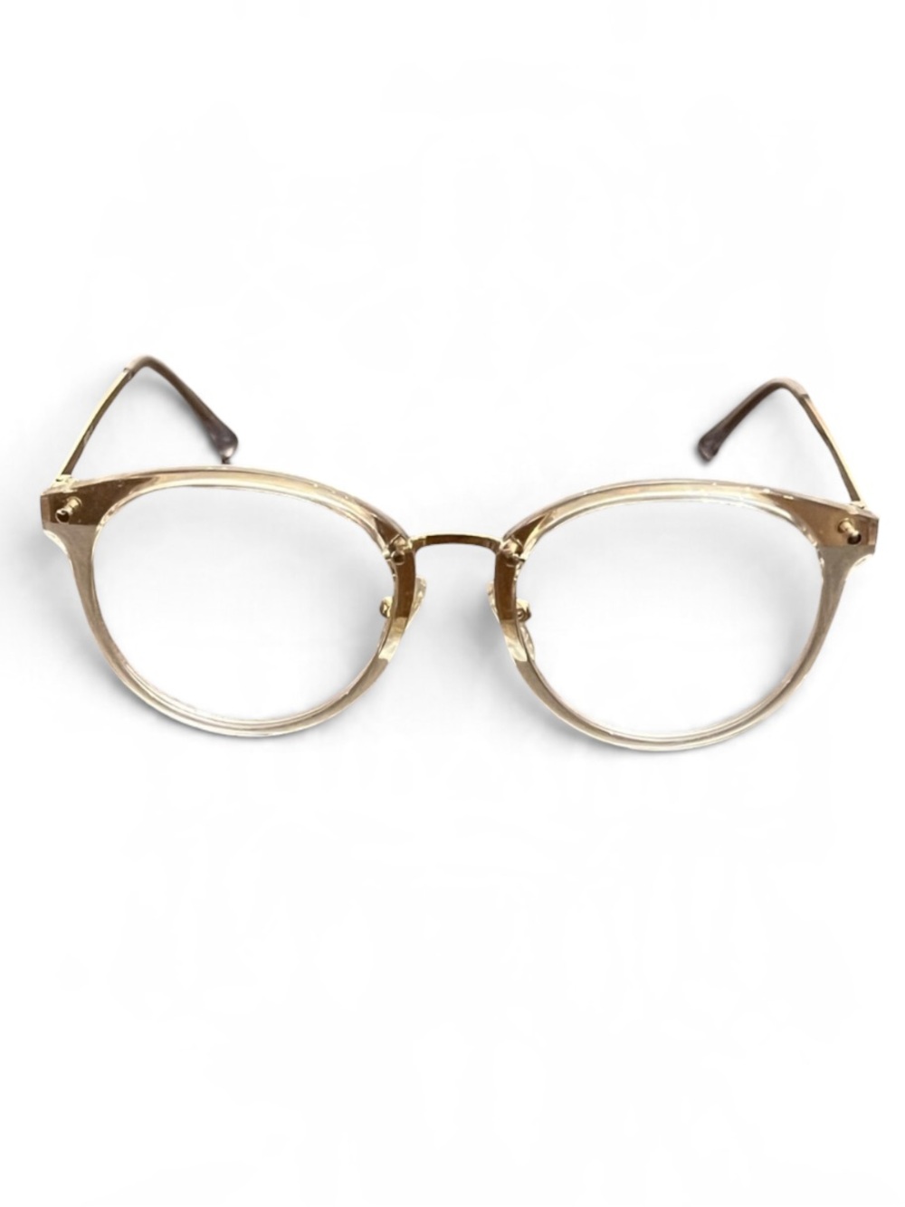 Blue Light Blocking Retro Glasses - Gold & Clear Acetate Round Frame